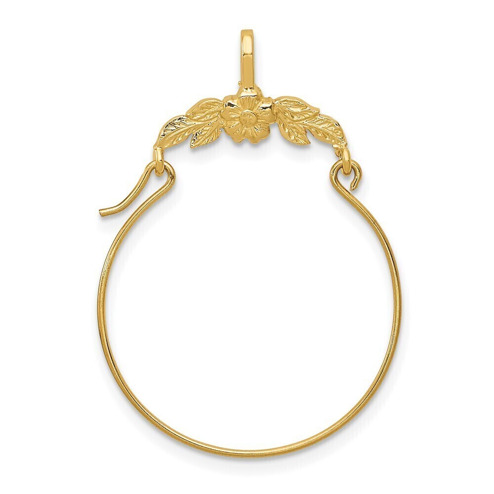 Million Charms 10k Yellow Gold Polished Floral Charm Holder Genuine Gold